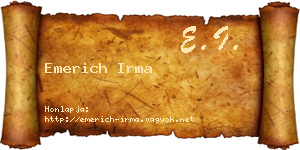 Emerich Irma névjegykártya